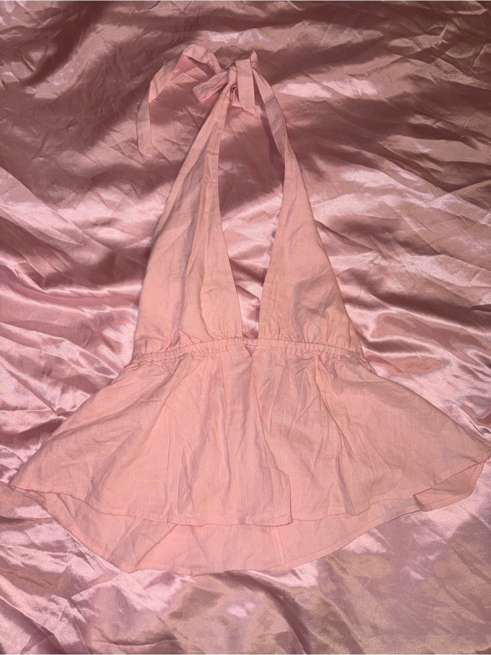 Light Pink Halter Ruffle Bandeau Top